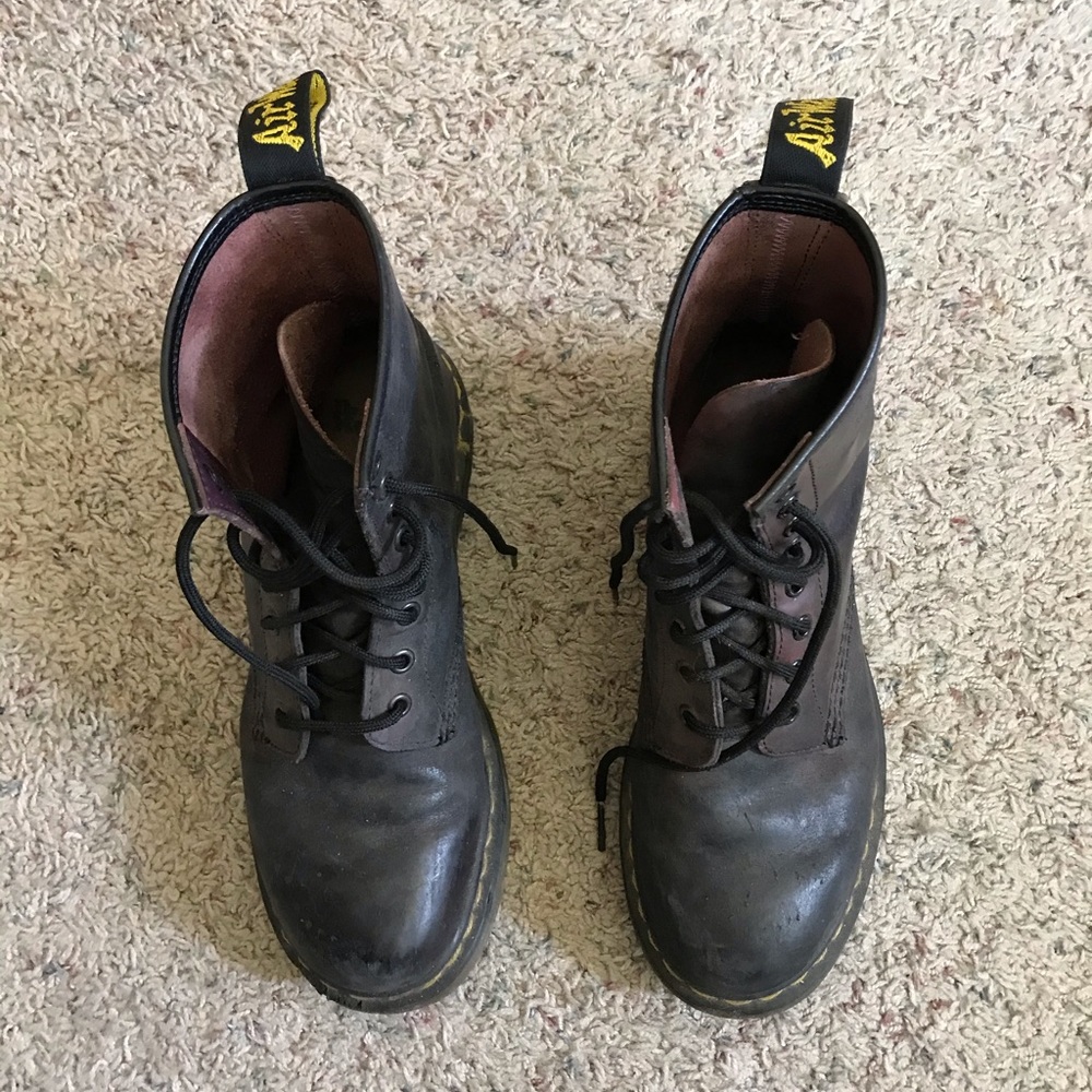 Dr. Martens, hand stained black/ wine color.